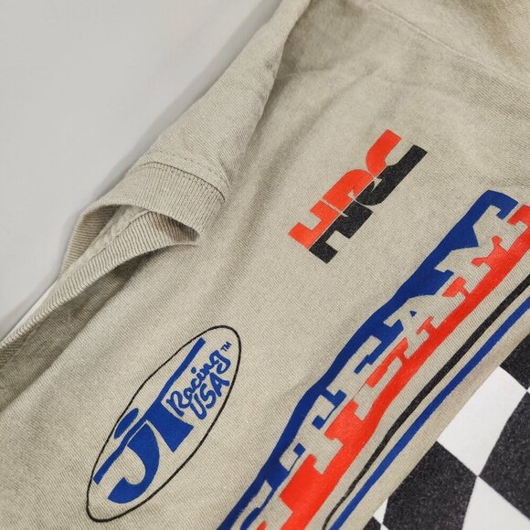 Honda Racing Team Checkered Flag Cotton T-Shirt Mens Small Beige Official - Picture 9 of 10